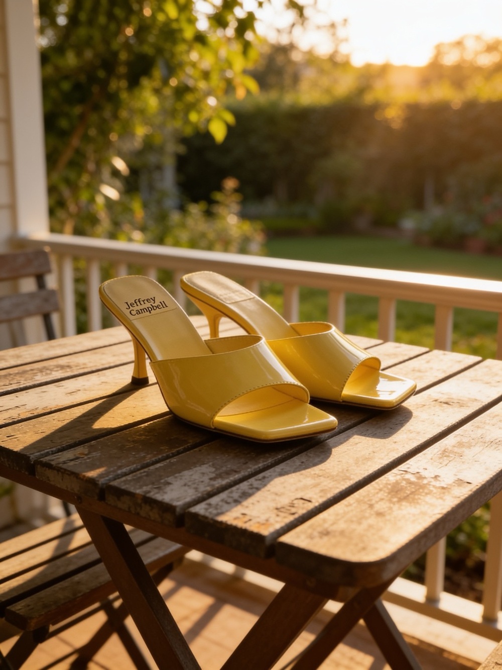 Jeffrey Campbell Glossy Yellow Square-Toe Mule Heels
